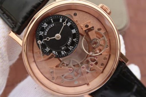 Replica Breguet Tradition 7057BR/R9/9W6 RG SF Rose Gold Skeleton Dial Black Leather Strap A507 - Image 3
