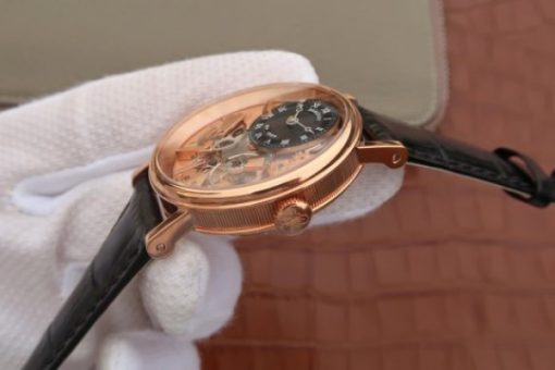 Replica Breguet Tradition 7057BR/R9/9W6 RG SF Rose Gold Skeleton Dial Black Leather Strap A507 - Image 8