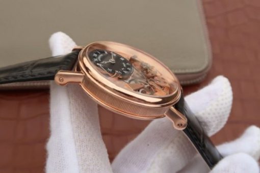 Replica Breguet Tradition 7057BR/R9/9W6 RG SF Rose Gold Skeleton Dial Black Leather Strap A507 - Image 9