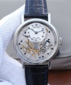 Replica Breguet Tradition 7057BB/11/9W6 SS SF Silver Skeleton Dial Blue Leather Strap A507