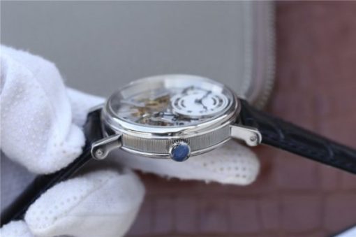 Replica Breguet Tradition 7057BB/11/9W6 SS SF Silver Skeleton Dial Blue Leather Strap A507 - Image 7
