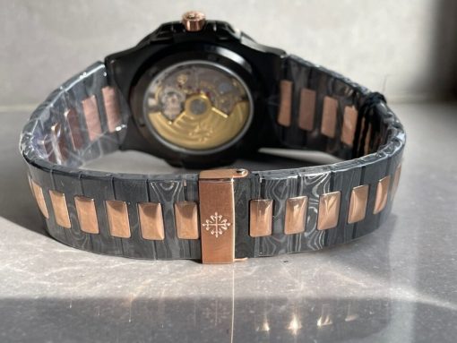 Replica PATEK PHILIPPE Nautilus 5711 DIW Carbon DIWF 1:1 Best Edition Black Textured Dial on Carbon/RG Bracelet 324CS - Image 18