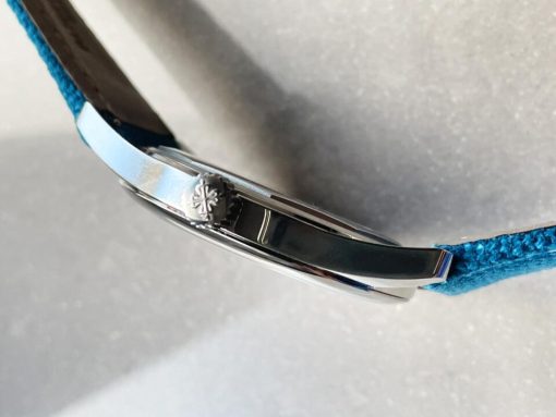 Replica PATEK PHILIPPE Calatrava 6007A-001 SS ZF 1:1 Best Edition Blue Dial on Blue Leather Strap A324CS - Image 11