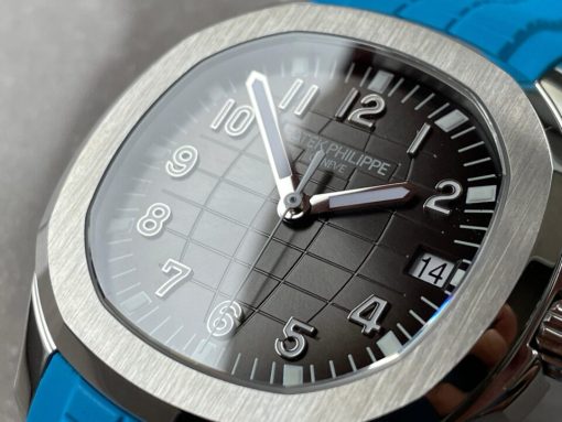 Replica PATEK PHILIPPE Aquanaut 5168G 42mm SS 3KF 1:1 Best Edition Black Dial on Light Blue Rubber Strap A324 V2 - Image 12