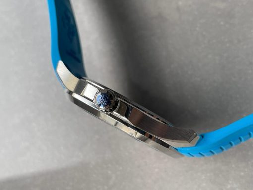 Replica PATEK PHILIPPE Aquanaut 5168G 42mm SS 3KF 1:1 Best Edition Black Dial on Light Blue Rubber Strap A324 V2 - Image 11