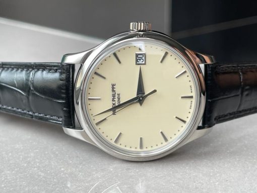 Replica PATEK PHILIPPE Calatrava ZF 5298p Date off White Dial SS bezel ZF factory - Image 6