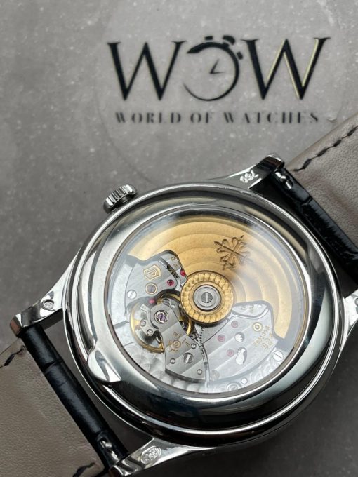Replica PATEK PHILIPPE Annual Calendar Moonphase 5396 SS ZF 1:1 Best Edition White/Blue Dial on Black Leather Strap A324 - Image 11