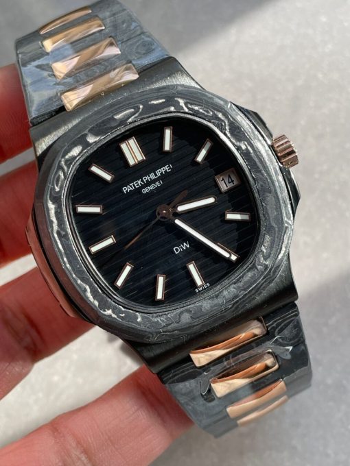 Replica PATEK PHILIPPE Nautilus 5711 DIW Carbon DIWF 1:1 Best Edition Black Textured Dial on Carbon/RG Bracelet 324CS - Image 2