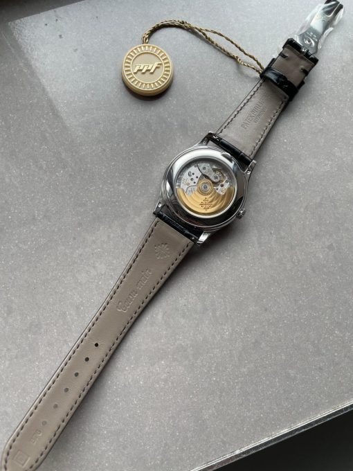 Replica PATEK PHILIPPE Annual Calendar Moonphase 5396 SS ZF 1:1 Best Edition White/Blue Dial on Black Leather Strap A324 - Image 12