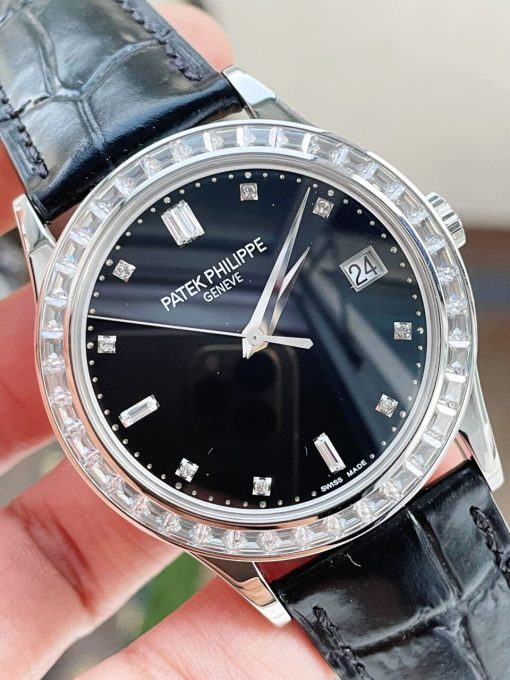 Replica PATEK PHILIPPE Calatrava ZF 5298p Date Sweep Seconds in Diamond Bezel Black Dial ZF factory - Image 10