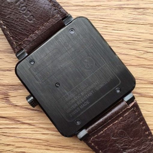 Replica Bell & Ross BR 01 Skull PVD Blue Dial Brown Leather Strap MIYOTA 9015 - Image 5