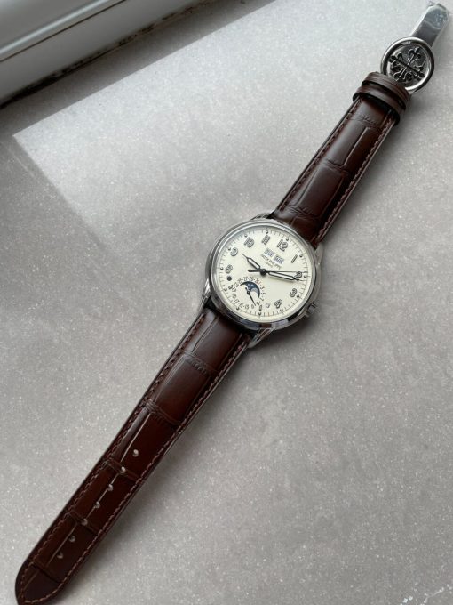 Replica PATEK PHILIPPE Perpetual Calendar 5320G-001 SS GSF 1:1 Best Edition Cream Dial on Brown Leather Strap A324 - Image 11