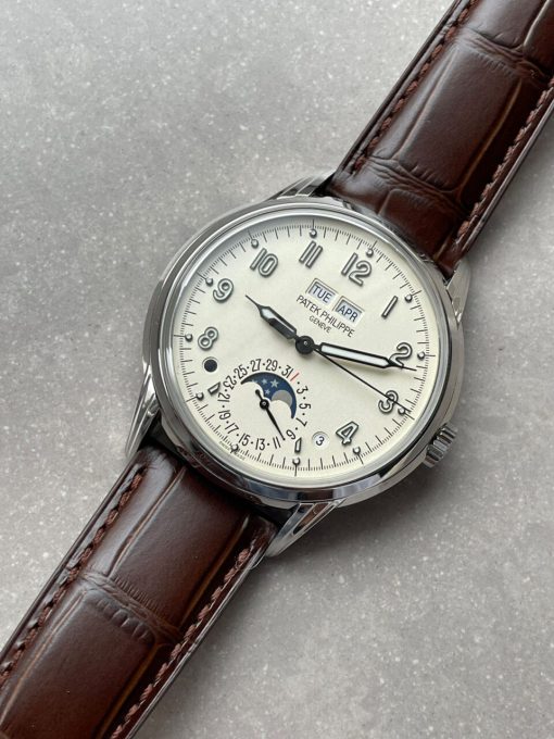 Replica PATEK PHILIPPE Perpetual Calendar 5320G-001 SS GSF 1:1 Best Edition Cream Dial on Brown Leather Strap A324 - Image 9