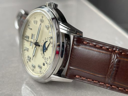 Replica PATEK PHILIPPE Perpetual Calendar 5320G-001 SS GSF 1:1 Best Edition Cream Dial on Brown Leather Strap A324 - Image 4