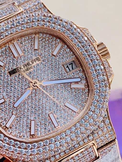 Replica PATEK PHILIPPE ICED Nautilus Jumbo 5711 RG TWF Full Paved Diamonds Dial Case and Bracelet A324 - Image 2
