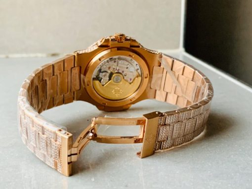 Replica PATEK PHILIPPE ICED Nautilus Jumbo 5711 RG TWF Full Paved Diamonds Dial Case and Bracelet A324 - Image 7
