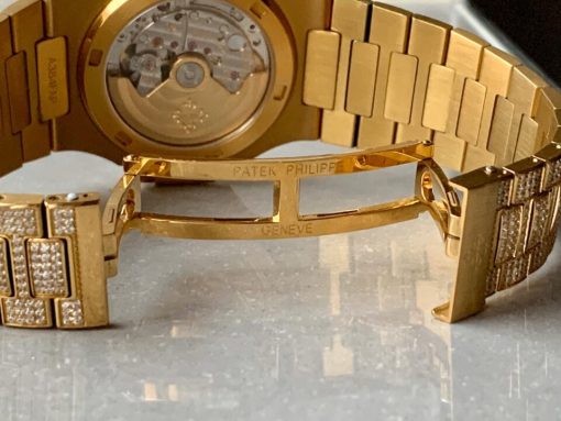 Replica PATEK PHILIPPE ICED Nautilus Jumbo 5711 YG TWF Full Paved Diamonds Dial Case and Bracelet A324 - Image 6