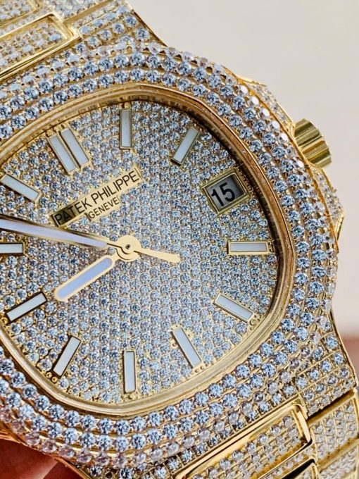 Replica PATEK PHILIPPE ICED Nautilus Jumbo 5711 YG TWF Full Paved Diamonds Dial Case and Bracelet A324 - Image 2