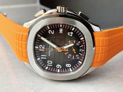 Replica PATEK PHILIPPE Aquanaut 5168G 42mm SS ZF 1:1 Best Edition Black Dial on Orange Rubber Strap - Image 5