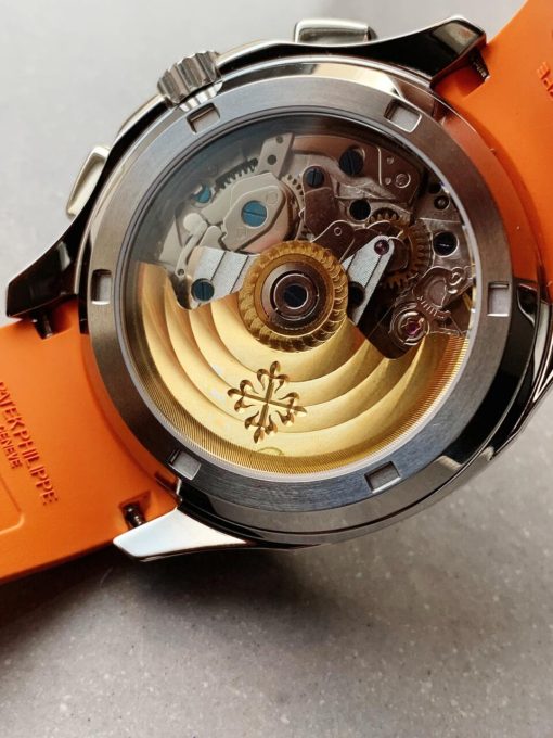 Replica PATEK PHILIPPE Aquanaut 5168G 42mm SS ZF 1:1 Best Edition Black Dial on Orange Rubber Strap - Image 8