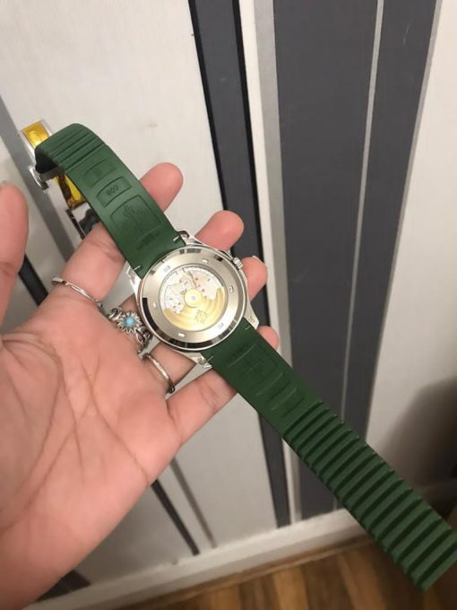 Replica PATEK PHILIPPE Aquanaut 5168G 42mm SS ZF 1:1 Best Edition Green Dial on Green Rubber Strap - Image 6