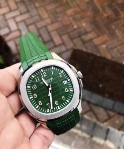 Replica PATEK PHILIPPE Aquanaut 5168G 42mm SS ZF 1:1 Best Edition Green Dial on Green Rubber Strap