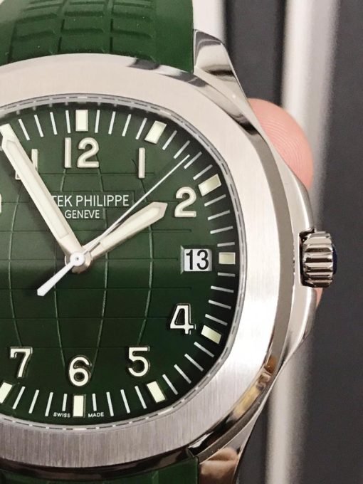 Replica PATEK PHILIPPE Aquanaut 5168G 42mm SS ZF 1:1 Best Edition Green Dial on Green Rubber Strap - Image 2