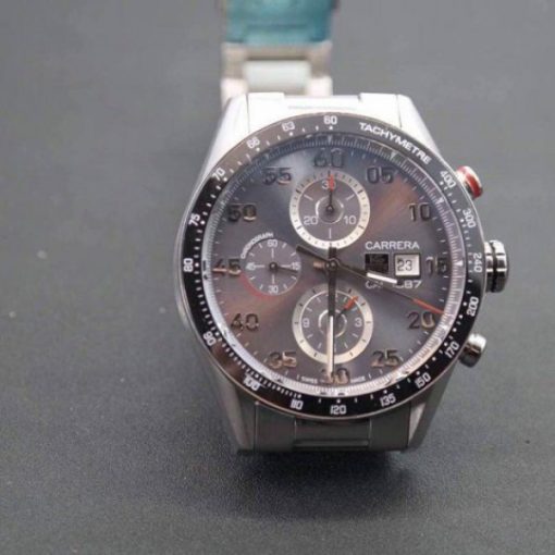 Replica Tag Heuer Carrera Calibre 1887 SS V6 Ceramic Bezel Gray Dial SS Bracelet