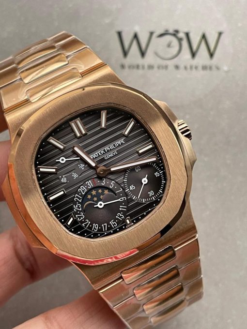 Replica PATEK PHILIPPE Nautilus Moon Phases 5712 RG Grey Dial on RG Bracelet PPF A240 - Image 4
