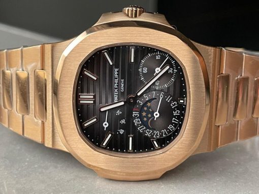 Replica PATEK PHILIPPE Nautilus Moon Phases 5712 RG Grey Dial on RG Bracelet PPF A240 - Image 6