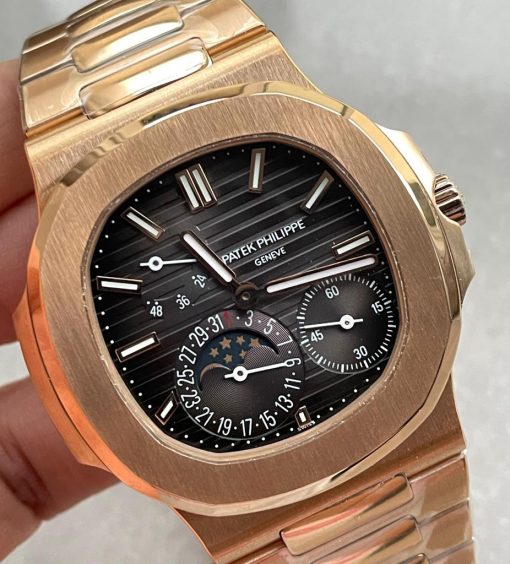Replica PATEK PHILIPPE Nautilus Moon Phases 5712 RG Grey Dial on RG Bracelet PPF A240 - Image 5