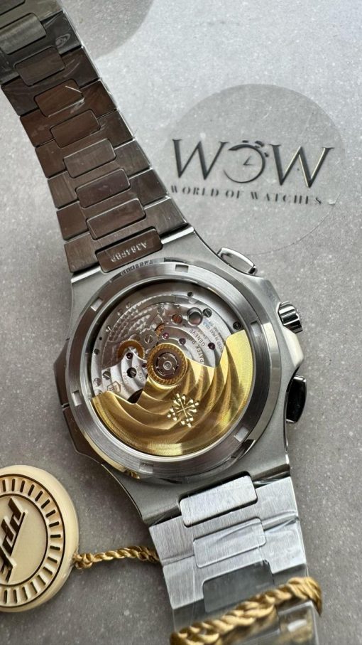 Replica PATEK PHILIPPE PPF Nautilus Chronograph Travel 5990 SS Grey Dial Stick on SS Bracelet A28-520 - Image 8