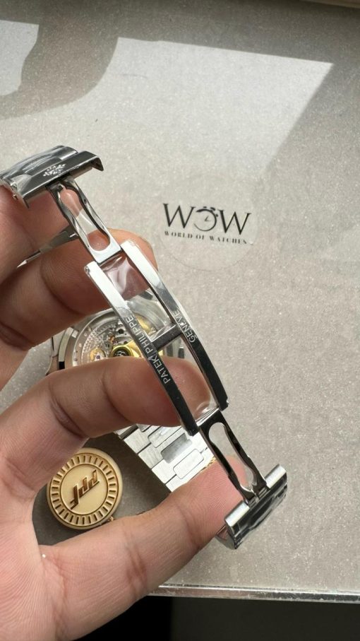 Replica PATEK PHILIPPE PPF Nautilus Chronograph Travel 5990 SS Grey Dial Stick on SS Bracelet A28-520 - Image 13