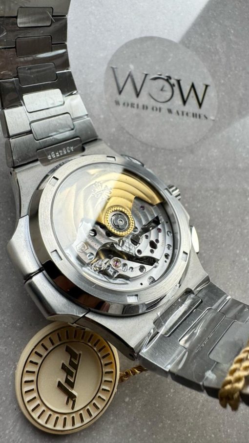 Replica PATEK PHILIPPE PPF Nautilus Chronograph Travel 5990 SS Grey Dial Stick on SS Bracelet A28-520 - Image 7