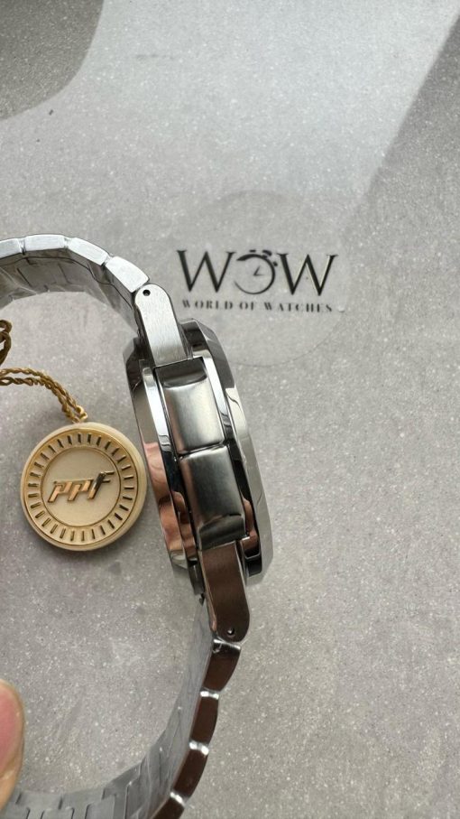 Replica PATEK PHILIPPE PPF Nautilus Chronograph Travel 5990 SS Grey Dial Stick on SS Bracelet A28-520 - Image 10