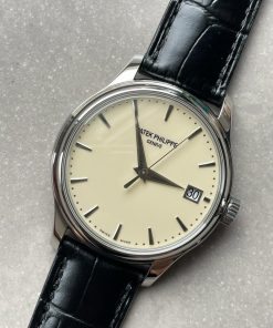 Replica PATEK PHILIPPE Calatrava ZF 5298p Date off White Dial SS bezel ZF factory