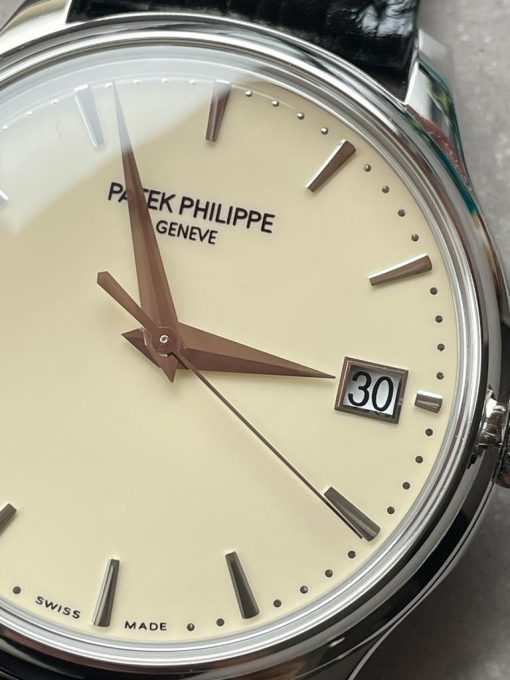 Replica PATEK PHILIPPE Calatrava ZF 5298p Date off White Dial SS bezel ZF factory - Image 8