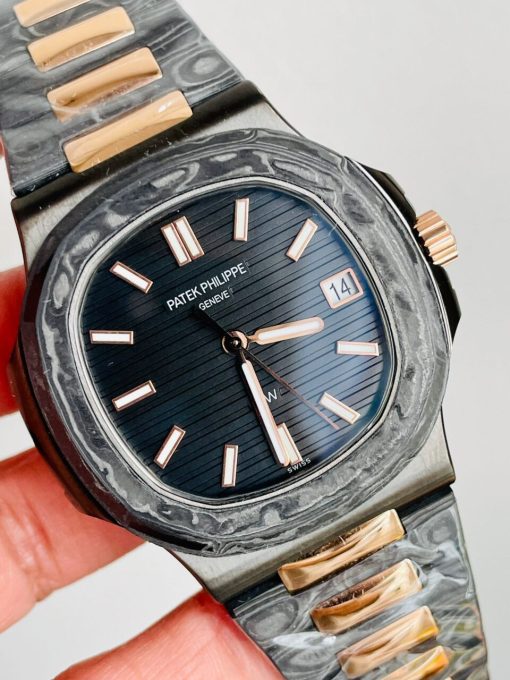 Replica PATEK PHILIPPE Nautilus 5711 DIW Carbon DIWF 1:1 Best Edition Black Textured Dial on Carbon/RG Bracelet 324CS - Image 12