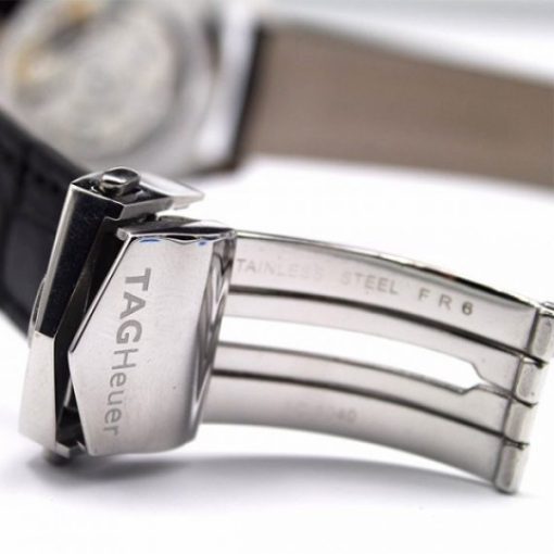 Replica Tag Heuer Carrera CAL1887 Chrono 40mm SS White Dial Leather Strap A7750 - Image 6