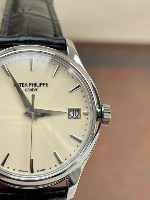 Replica PATEK PHILIPPE Calatrava ZF 5298p Date off White Dial SS bezel ZF factory - Image 7