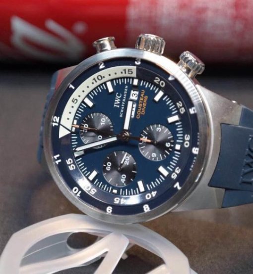Replica IWC Aquatimer Chronograph Cousteau Divers Blue Dial - Image 2