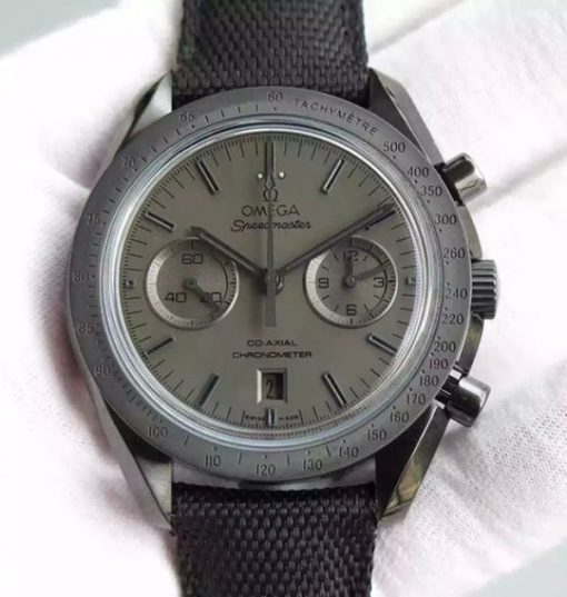Replica Omega Speedmaster Moonwatch PVD Chrono Black Dial Nylon Strap A9300
