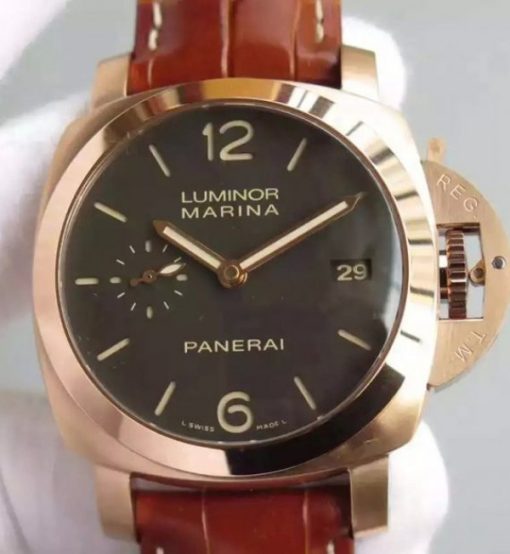 Replica Panerai ZF PAM393 Ladies RG Leather Strap P9000