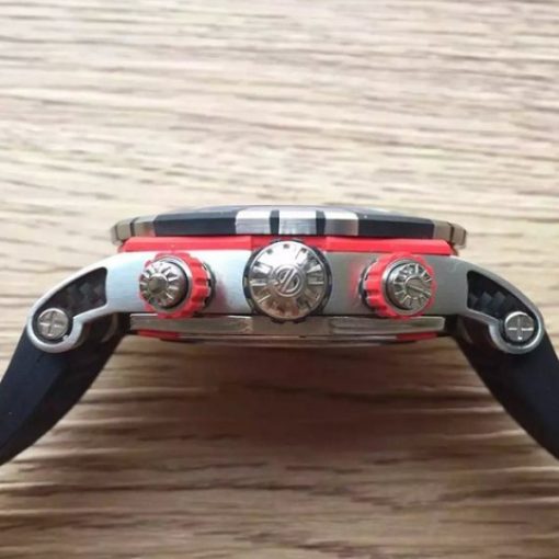 Replica Roger Dubuis Chronoexcel Ultimate Edition Red SS Black Dial Black Rubber Strap - Image 3