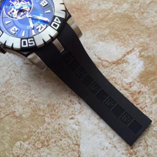 Replica Roger Dubuis Tourbillion SS Black Dial Black Rubber Strap - Image 6